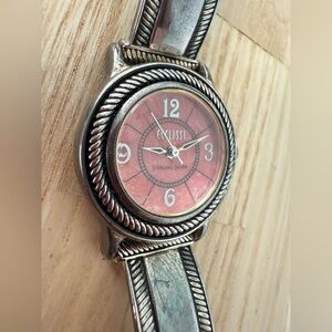 Ecclissi sterling silver pink leather watch NEW BATTERY